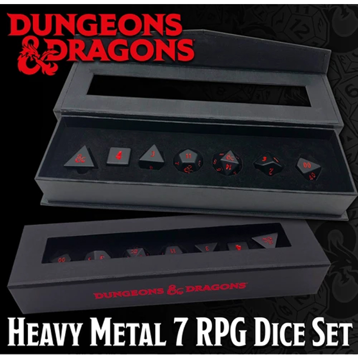 Set di 7 dadi di metallo per i GDR per Dungeons & Dragons - Excalibur Games